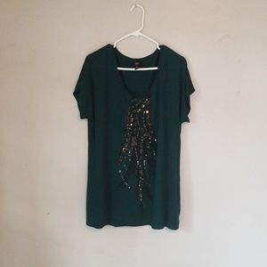 Turquoise Blouse w/ Sequin Details